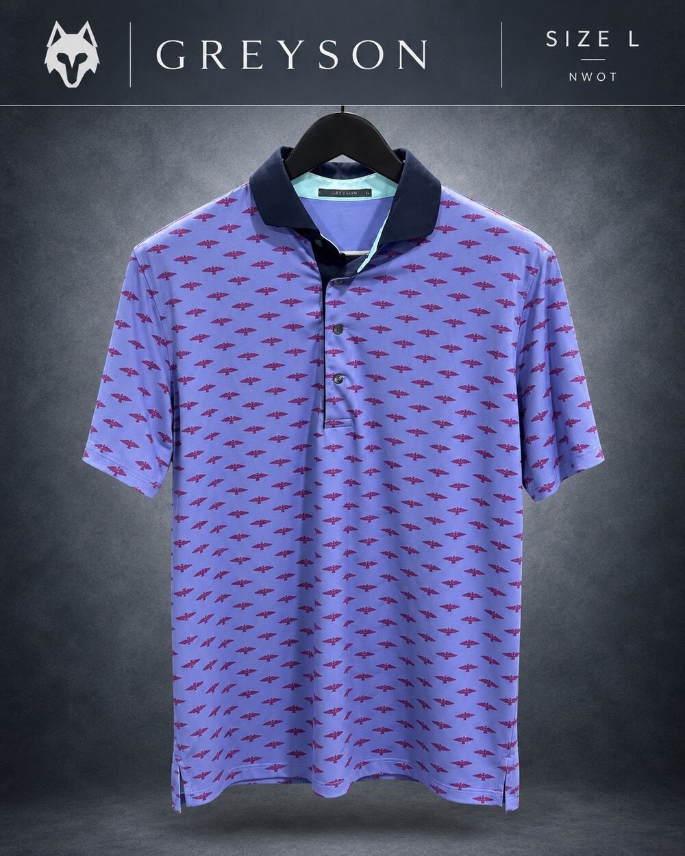 Greyson Patterned Performance Golf Polo Men’s L NWOT